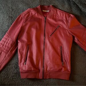 Zara Man Faux Leather Jacket (Red)